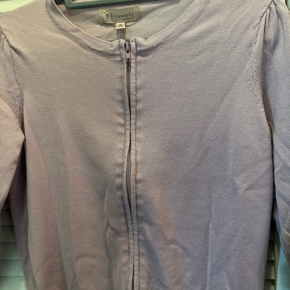 Philosophy Mauve Zip-Up Sweater